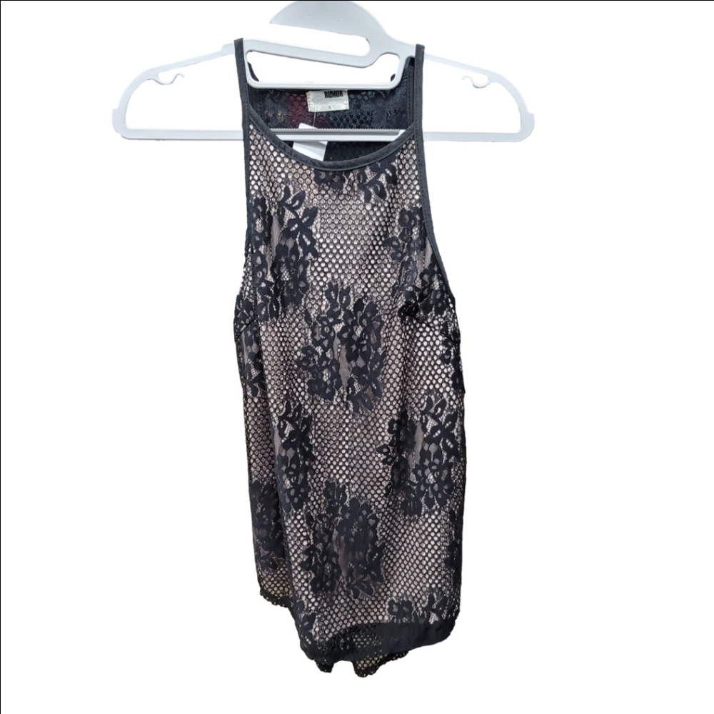 NWT Rumor Boutique Elegant Black Lace Tank Top